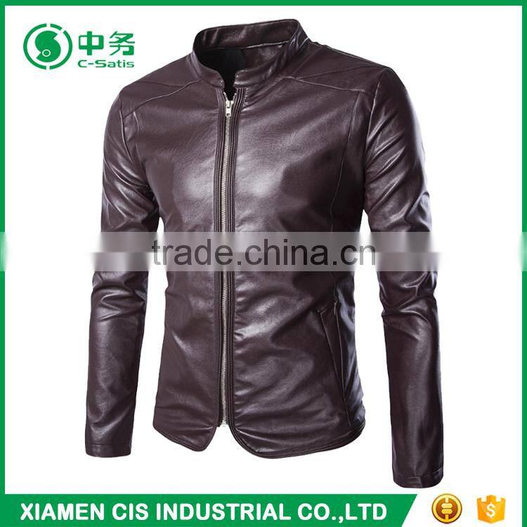 New Look Windproof Slim Fit Pure Color Turkey Mens PU Leather Jacket