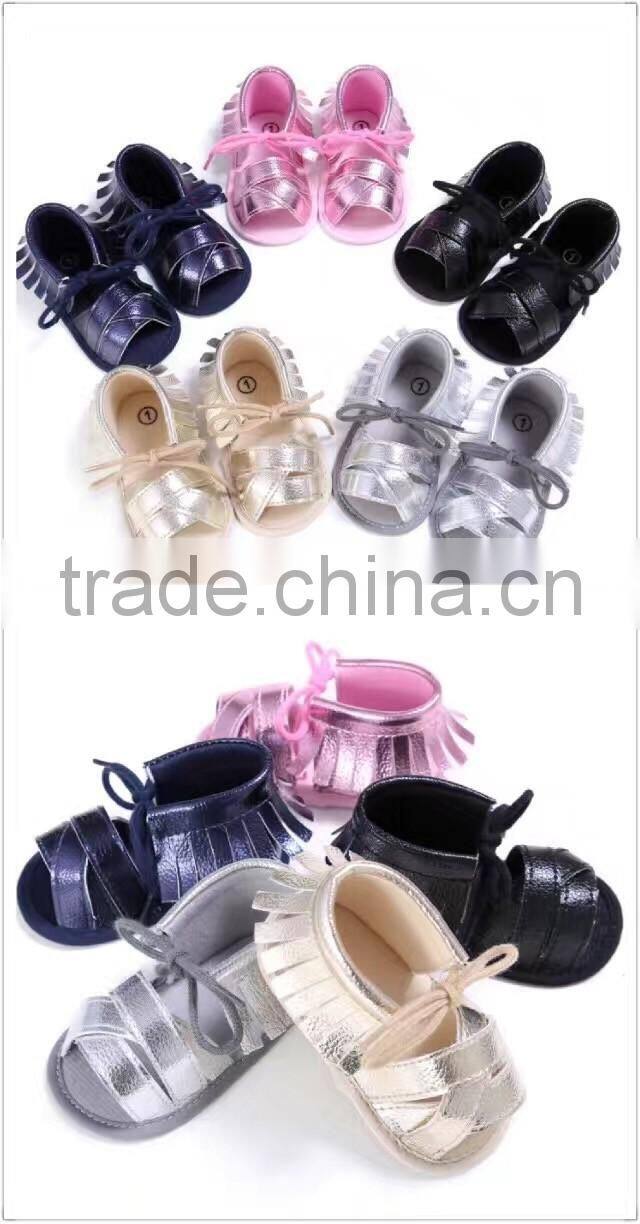 2017wholesale infant toddler baby girls sandals soft sloe tassel crib shoes