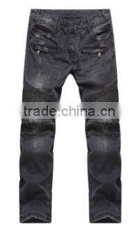 new men's fashion brand jeans male personality folds comfortable hotsale biker jeans