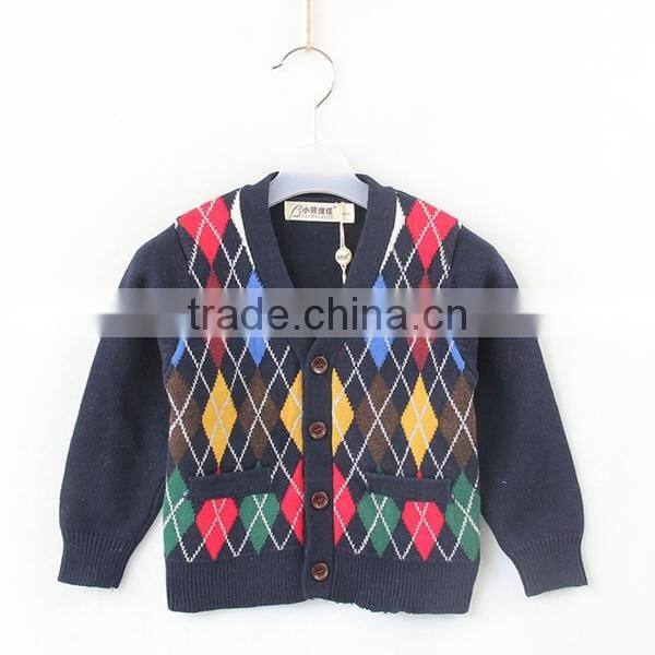 British style argyle boys knitwear cardigan