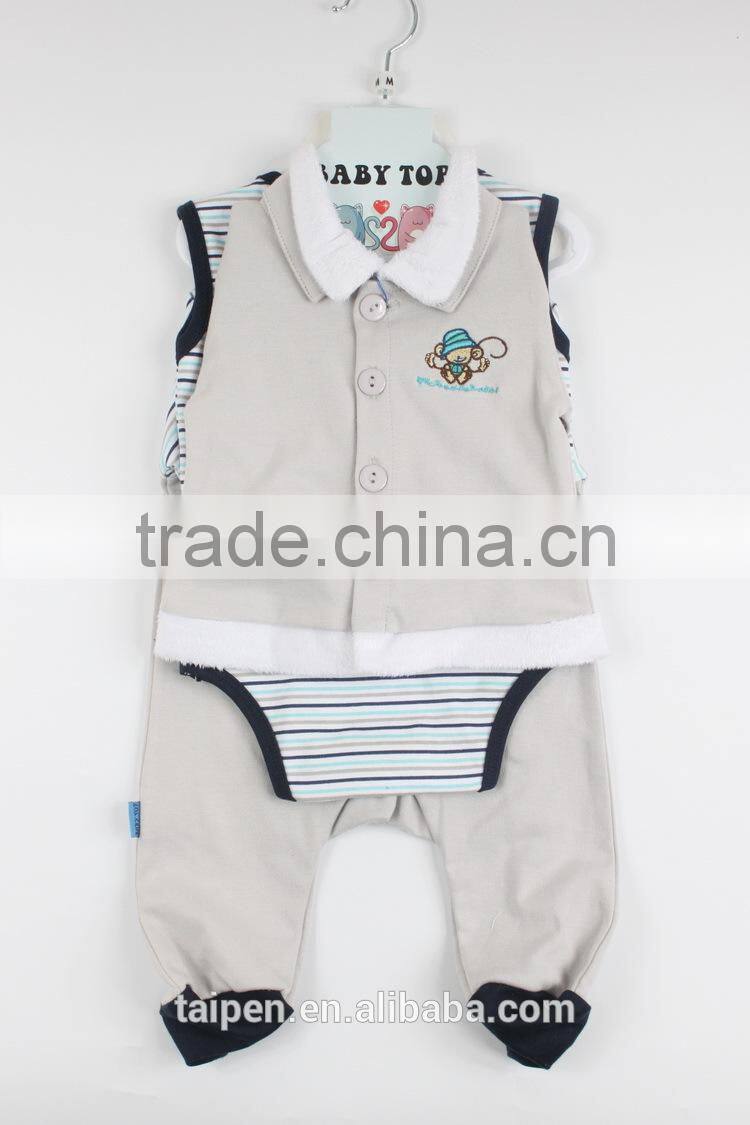 Fashion Color Grey Winter 4Pcs Long Sleeve Top and Romper Baby Clothing Set New Born Gift Set With Hanger Package 4BT1-14