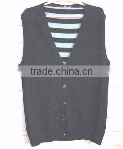 Latest arrived men's solid color sleeveless sweater wool knit vest wholesale