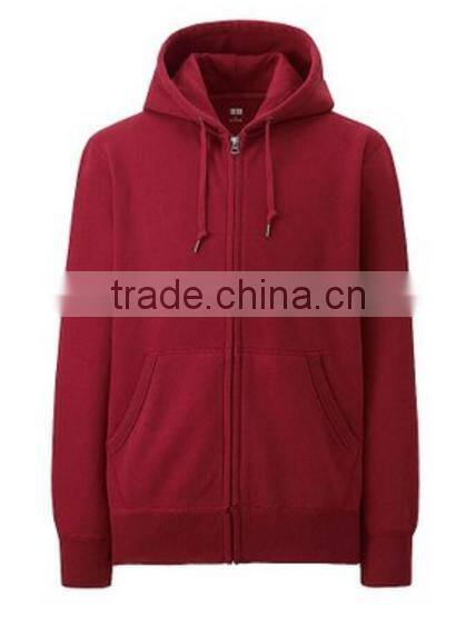 High Quality Custom Plain Hood Zipper Up Cotton Sweatshirt Coat