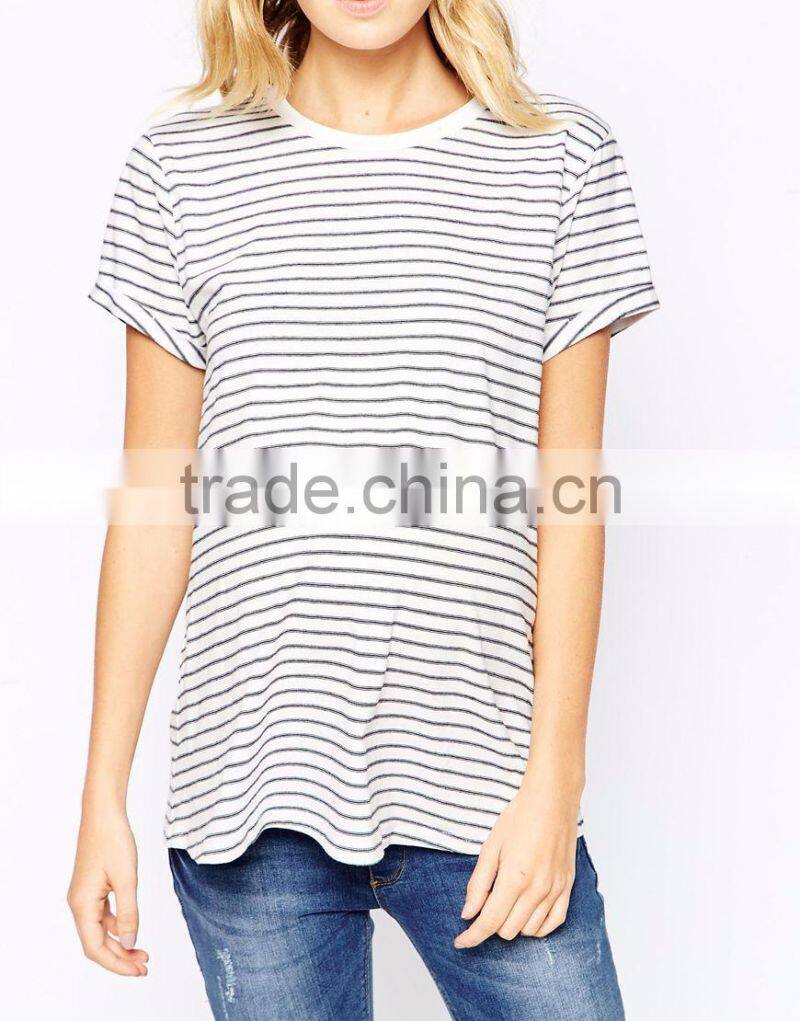100% Cotton striped design soft-touch jersey maternity clothes t shirt for pregnancy