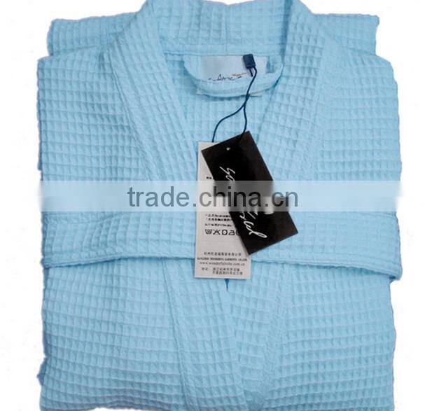 luxury breathable waffle hotel cotton bath robe for women/men embroidered logo WR1-0008