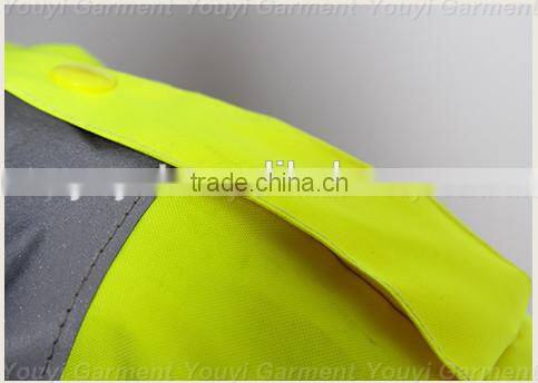 promotional reflective yellow mens raincoat with hood