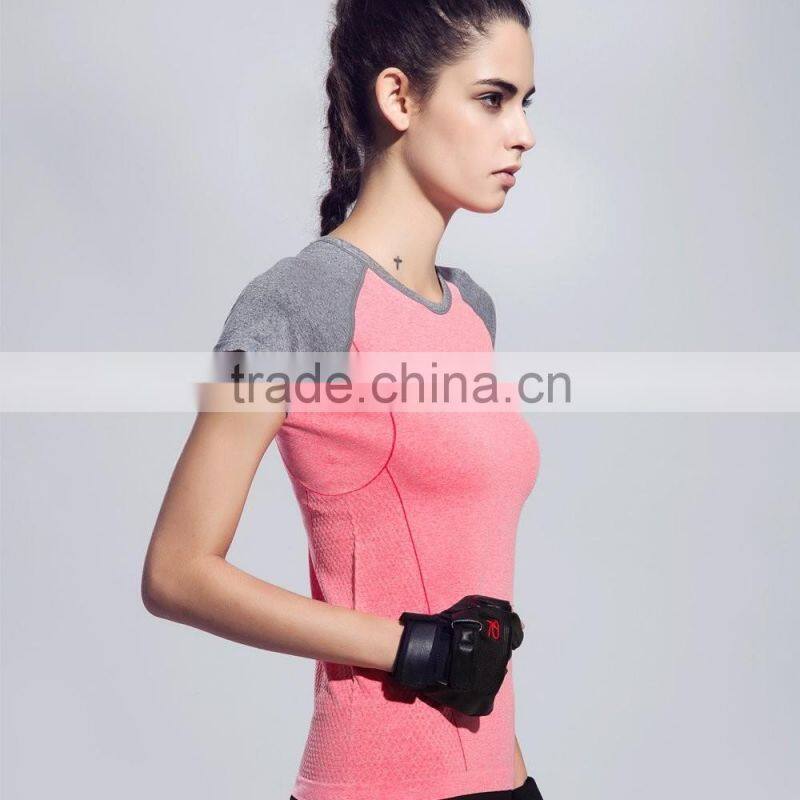 Women's outdoor running combined sports/yoga wear t shirt plain fitness tops