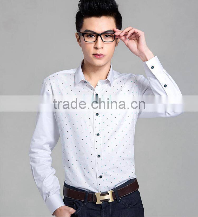 men fashion slim fit long sleeve print causal shirts