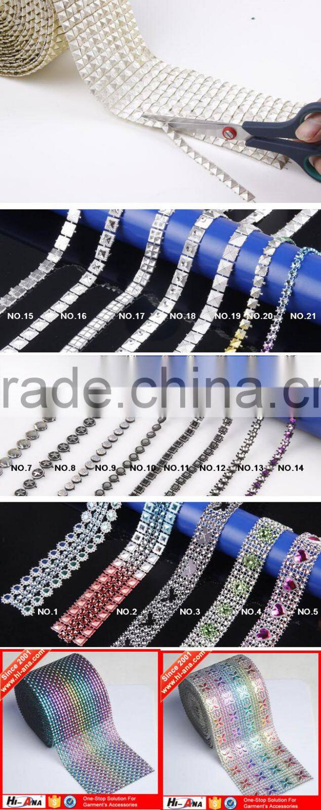 hi-ana trim2 Best hot selling Good Price crystal rhinestone mesh trim