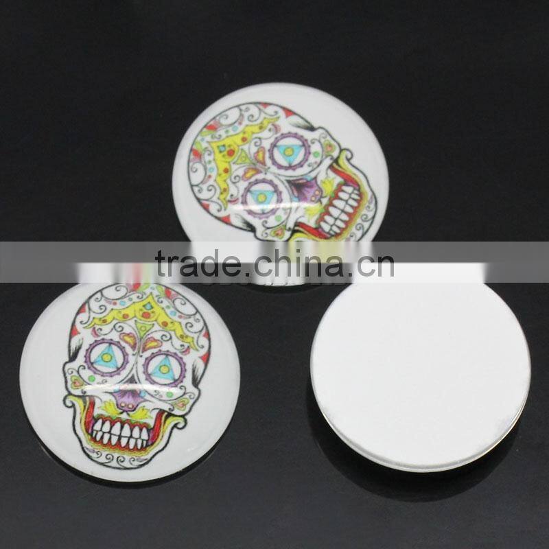 Discount Clear Glass Dome Cabochon Round Multicolor Skull Pattern Halloween 25mm Dia,20PCs