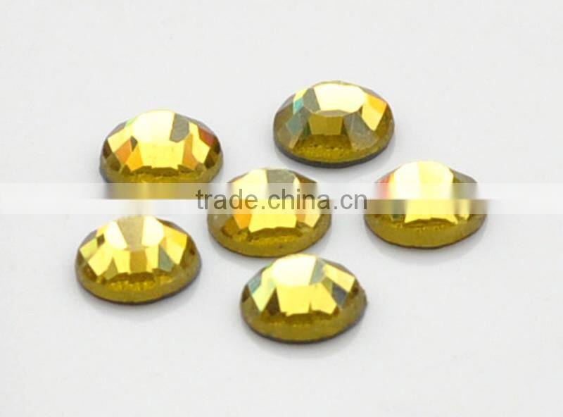 crystal glass DMC Hot Fix Rhinestones with Strong Glue in Jonquil