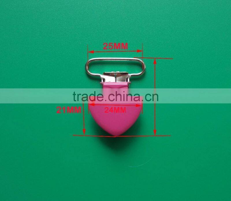 Mix 16 Colors 1" Enamel Heart Shape Metal Suspender Clips,Pacifier Holder Clip,Baby Pacifier