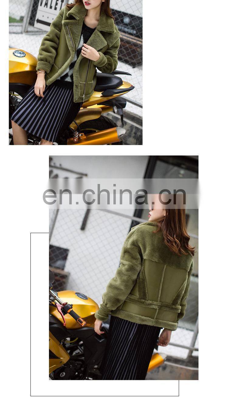2016 Fashionable Women Genuine Sheep Fleece Jacket