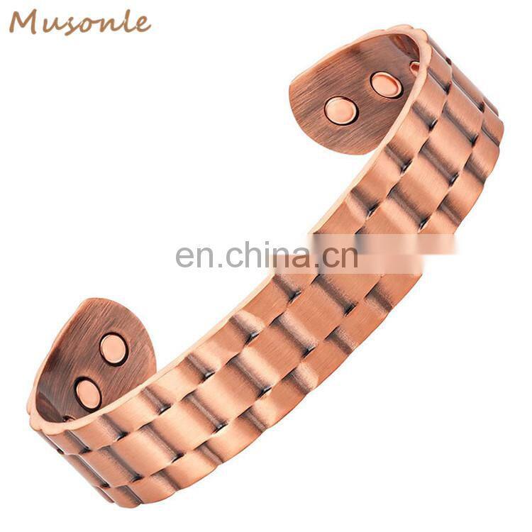 High powered magnets arthritis pain relief mens pure copper magnetic bracelet