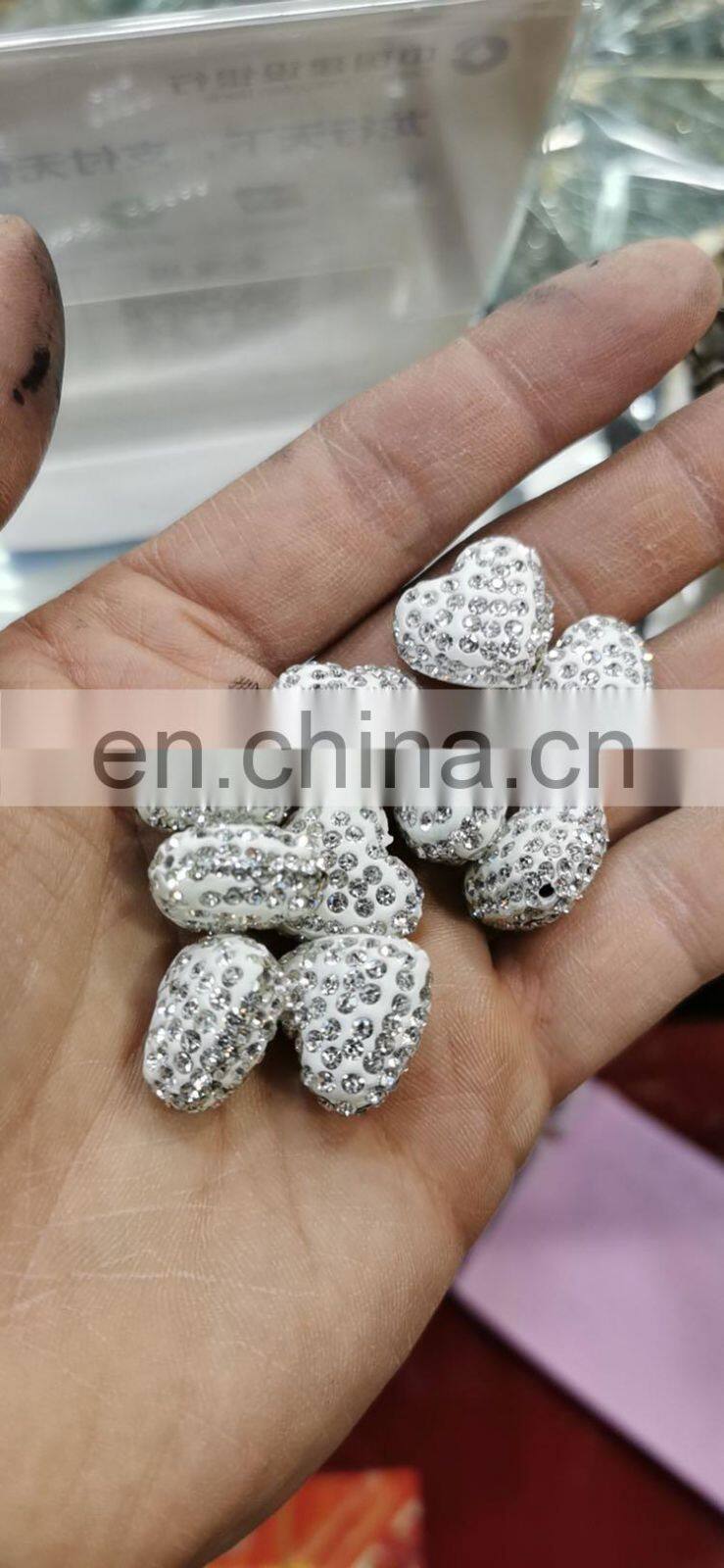 china natural stone crystal ab heart shape beads, white crystal AB for jewelry