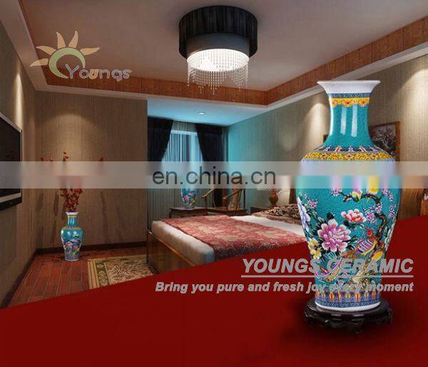 Wonderful Chinese Tall Antique Porcelain Gold Vase With Flower Bird Design