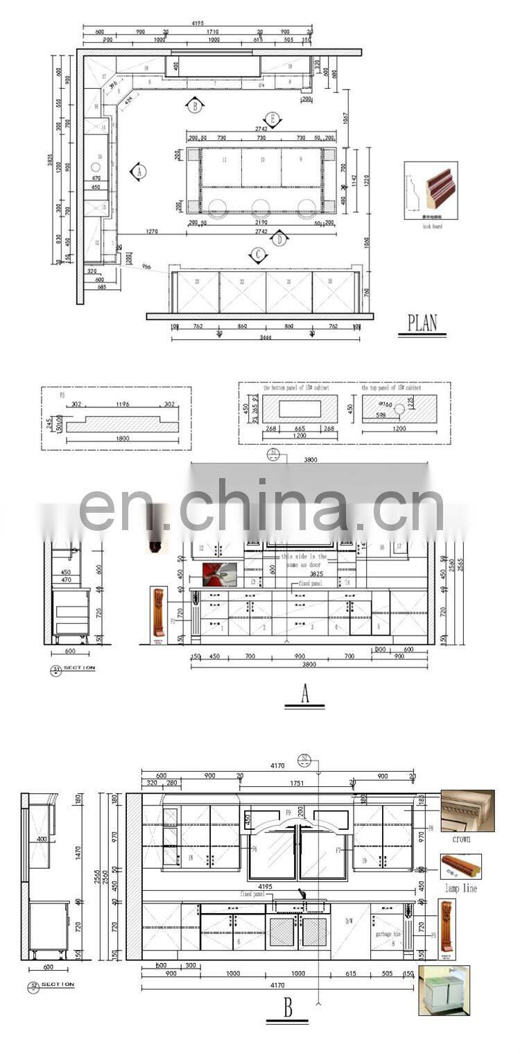 Superior Quality Solid Wood Modern Design Kitchen cabinet with cabinet handle