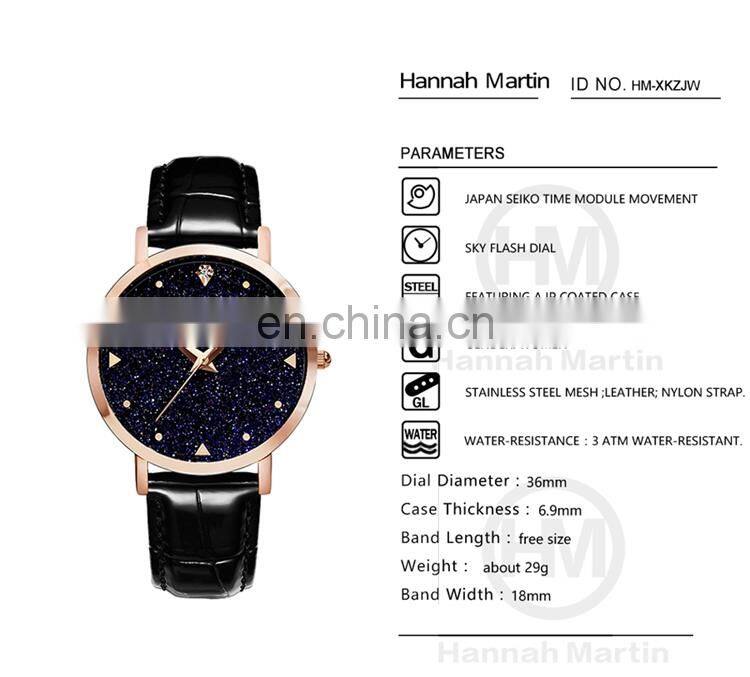 HANNAH MARTIN XKZJW Cheap Japan Quartz New Arrive Wrist Watches With Starry Sky Dial Watch For Women