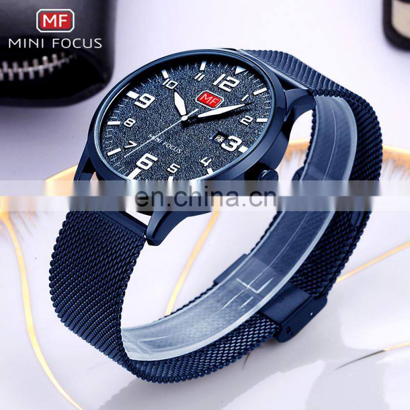 MINI FOCUS MF0158G Men's Fashion Colourful Stainless Steel Band Quartz Analog Watch