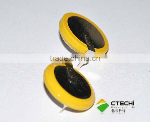 li ion 2450 litthium button cell with solder tabs lir2450 3.6v lithium ion button cell battery