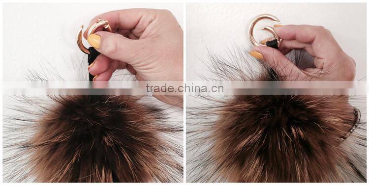 luxury real raccoon fur ball key chain pendant accessories