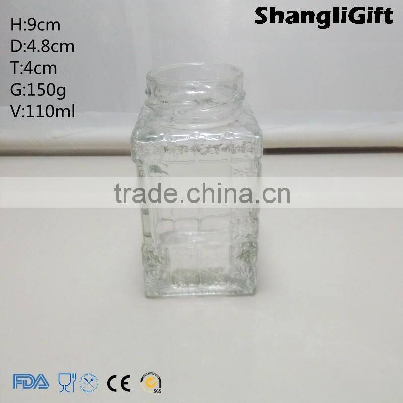 110ml Spiece Bottle Square Glass Bottles With Screw Cap
