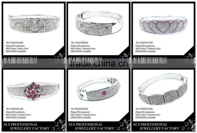 2015 white gold bangles latest designs 925 silver large fashion bangles sls jewelry brand bangle