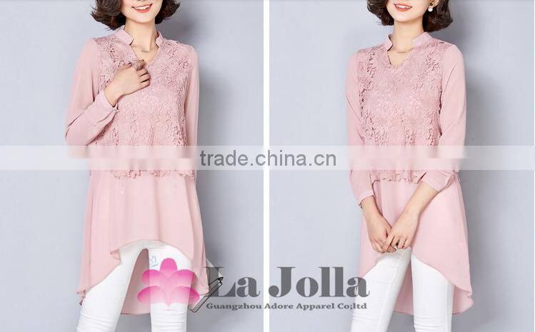 2016 Women Summer lace embroidery maternity wear Casual Loose Irregular Long Sleeve Tops Shirt Blouse
