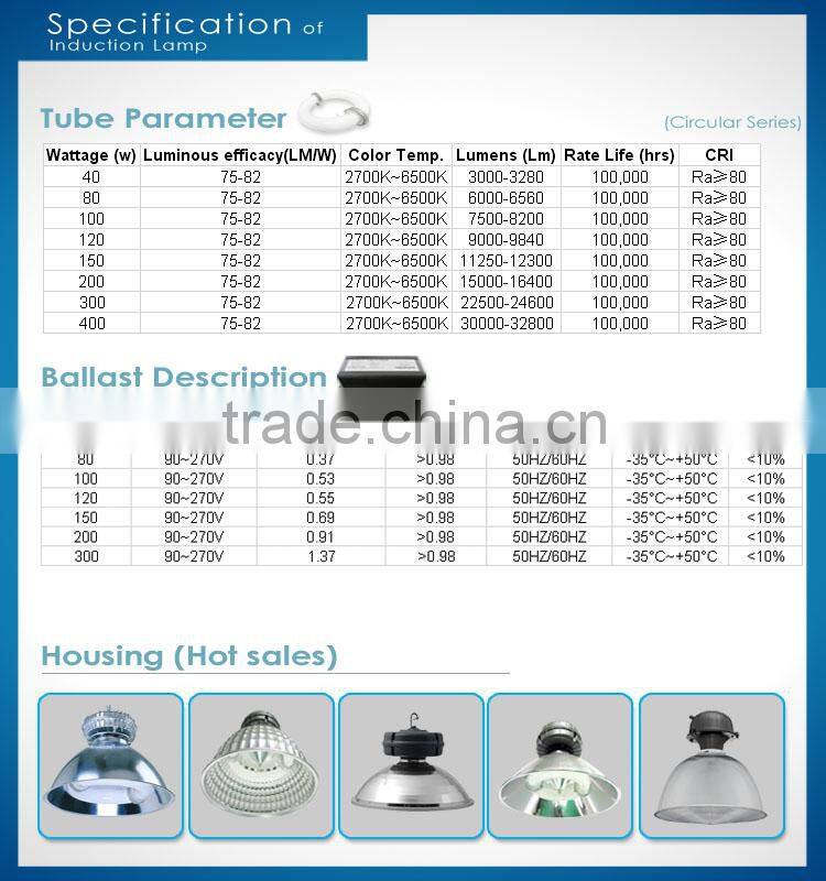 high quality 277v circular ballased E40 lvd magnetic induction lamps