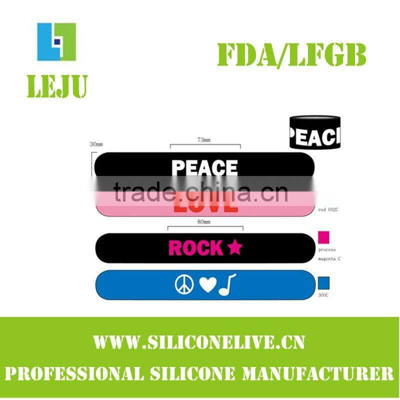 manufacturer custome silicone slap bracelet