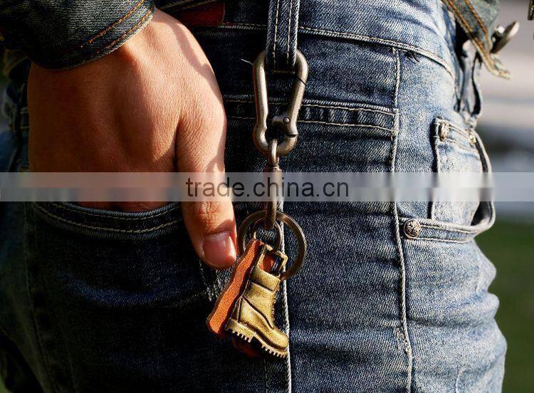2015 Hot Sale Fashion Punk Style Keychain Shoe Shape Pendant Leather Keychain