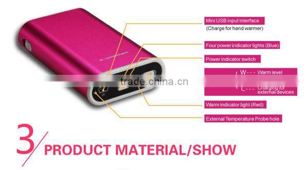 Portable Hand warmer+Power bank,2 in 1 multifunctional portable power bank 6000mah F6003