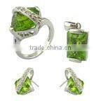 Pink Crystal gemstone setting jewelry sets 925 sterling sliver pink gemstone