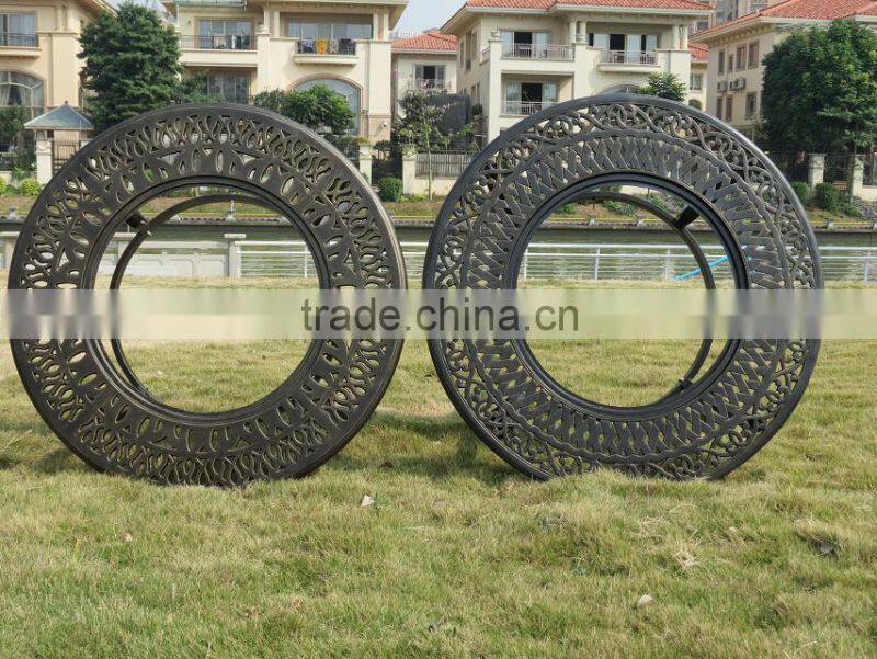 Charcoal Wood Burning Round Cast Aluminum Metal Outdoor Patio Garden Home Yard 4 Seat Barbecue Table Chair Set