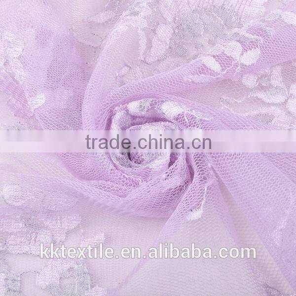 New arrival 100% Nylon mesh silver thread lace black flower lace