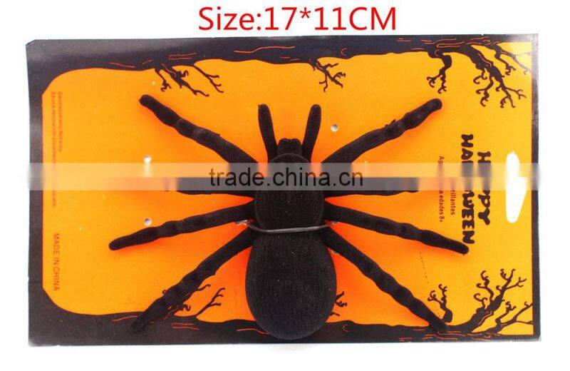 Halloween decorative plastic flocking spider joking toy realistic prank prop