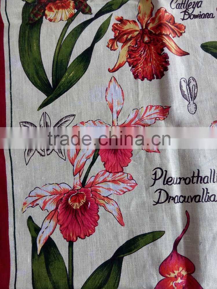 kitchen digital printed linen tea towel for home decorationl&gift,plants Flower printing