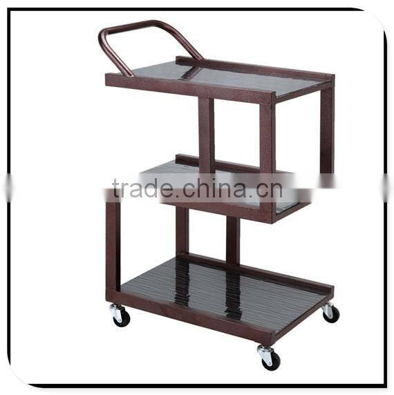 hotel air restaurant and public place stainless steel hand pushed hot pot car trolley black Brown paint