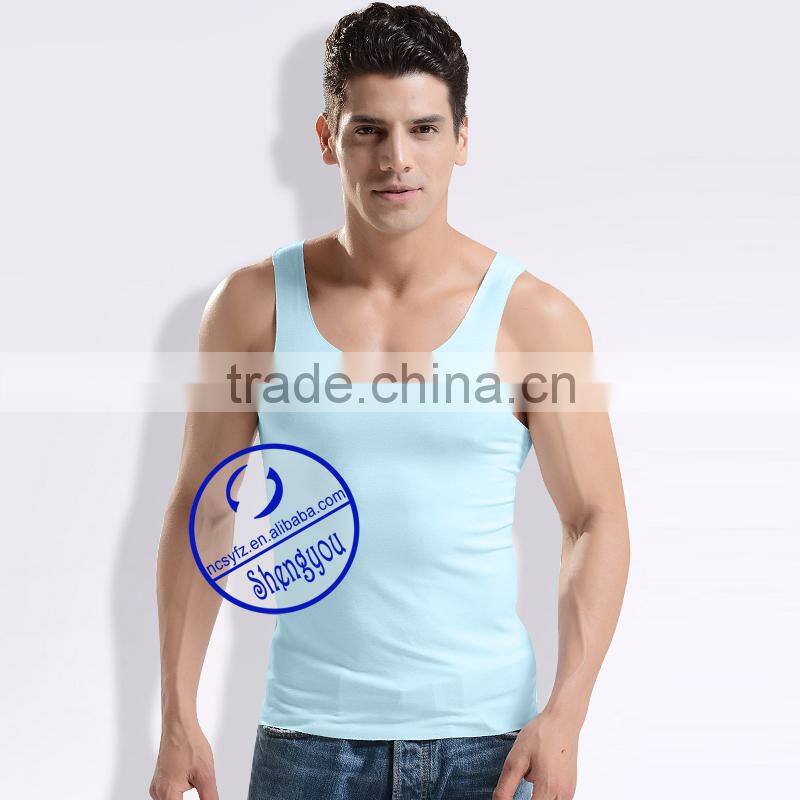 Custom wholesale 100% cotton blank mens gym tank top