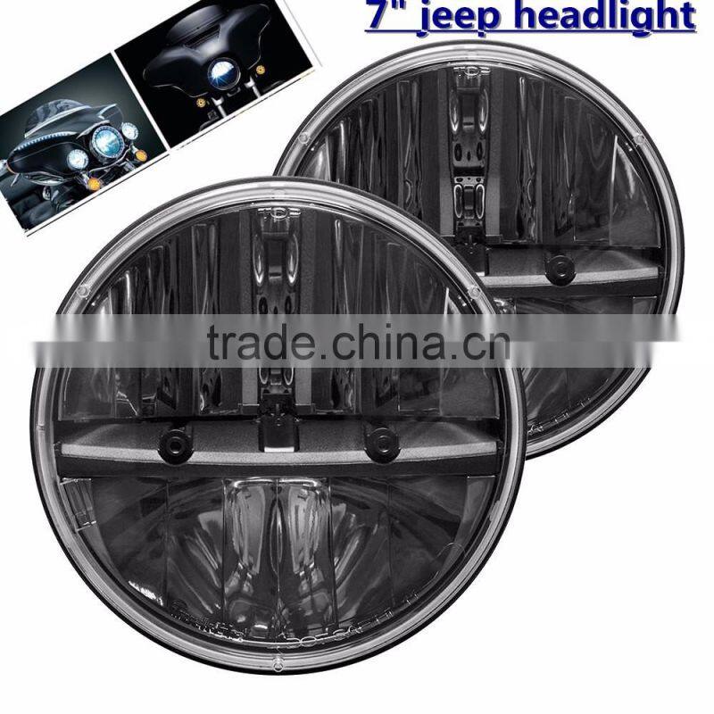 Hot sale!!! 7" Round 80W Total Cre-e LED Headlight h4 led high low beam for Jee-p Wrangler JK TJ LJ