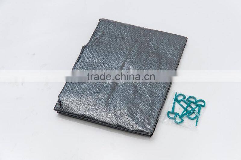 70gsm sliver color pe tarpaulin &with plastic ground nail &carton packing