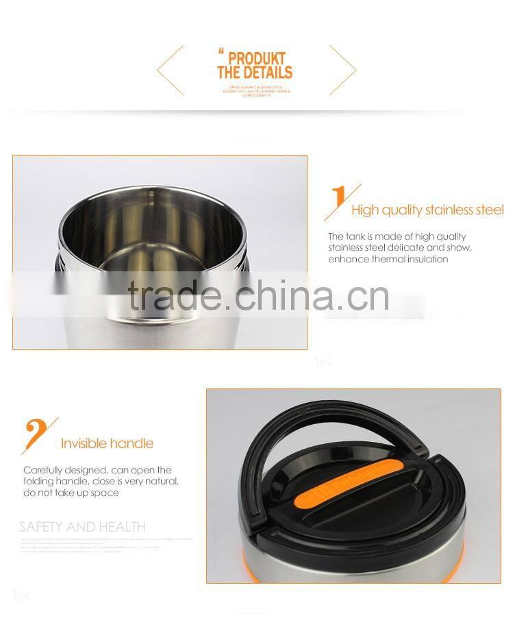 good quality 3 layers thermos sanding surface heat presevation stainless steel vacuum pot/food storage with removable handle