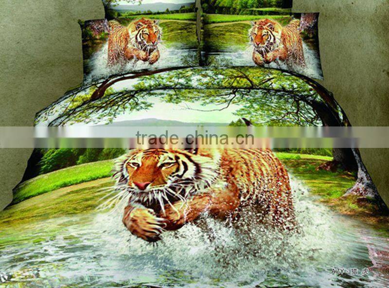 100% cotton 3D tiger print duvet cover