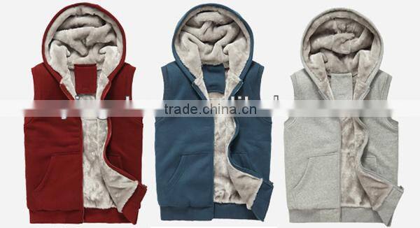 Wholesale warm plain blank sleeveless hoodies for women (YCH-B0145)