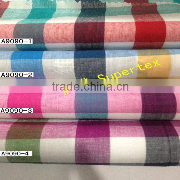 100%cotton check 40s yarn dyed check fabric with ready bulk stock