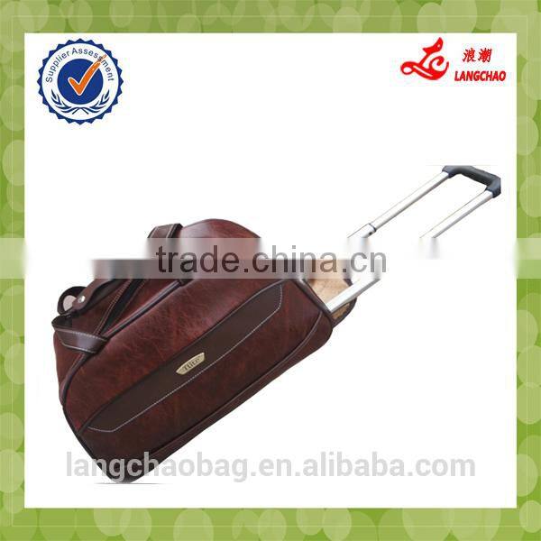 Stripe PU Material High Quality Steel Trolley China Alibaba Supplier Lightweight Duffle Bags