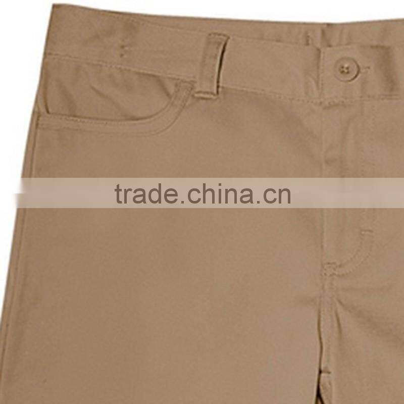 2016 New Arrival Little Boys Basic Matchstick Kahki Primary School Uniform Design Stretch Shorts