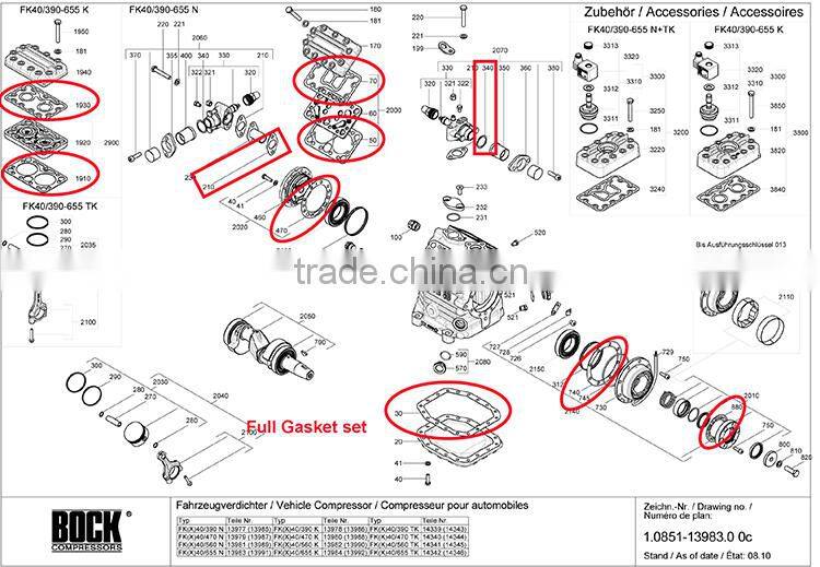 Bock FK40 Air Compressor Full Gasket Set 80001 (FK40-655/560K)