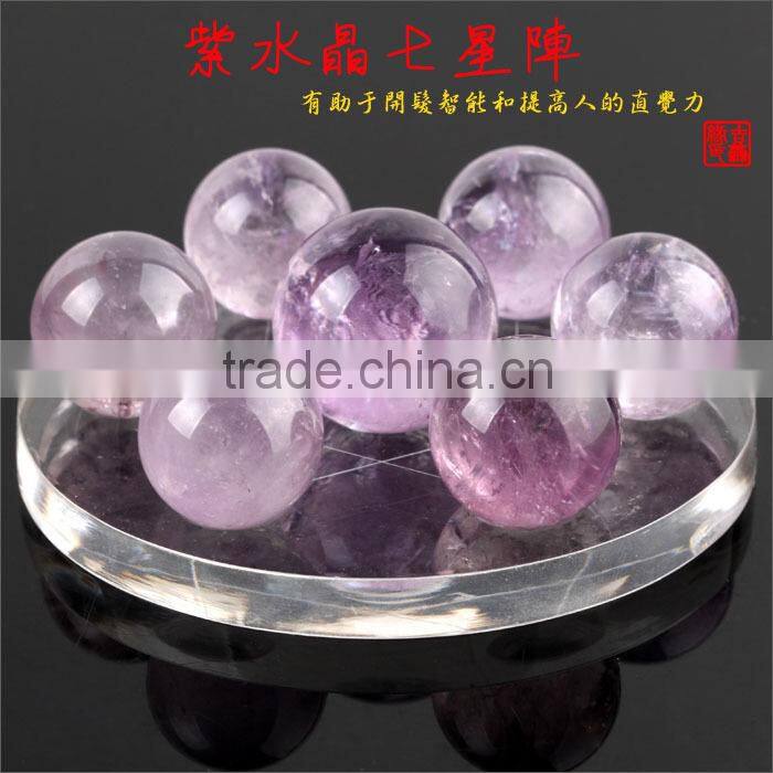 7 Purple Crystal Balls on Star of David Crystal Base