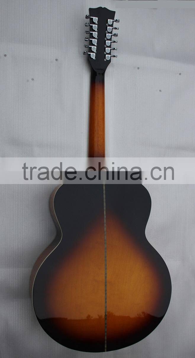 Weifang Rebon 12 string j200 style acoustic guitar in sunburst colour